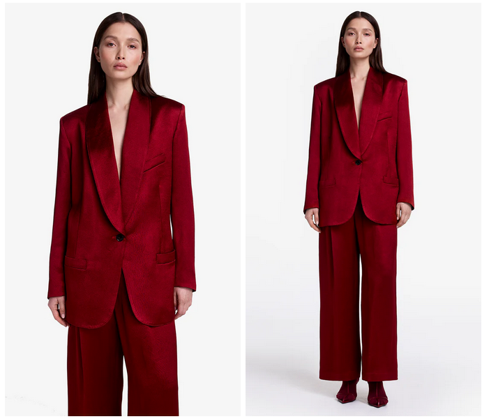 SMYTHE Shawl Collar Oversized Blazer - Crimson