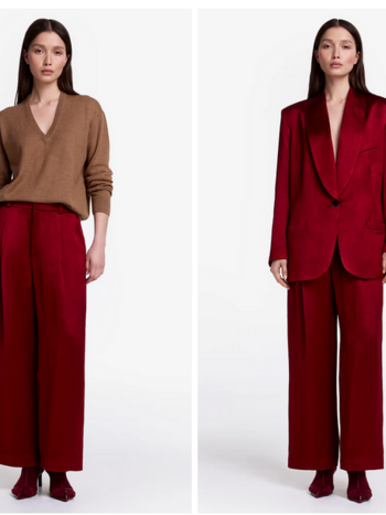 SMYTHE Cropped Pleated Trouser - Crimson