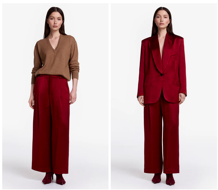 SMYTHE Cropped Pleated Trouser - Crimson