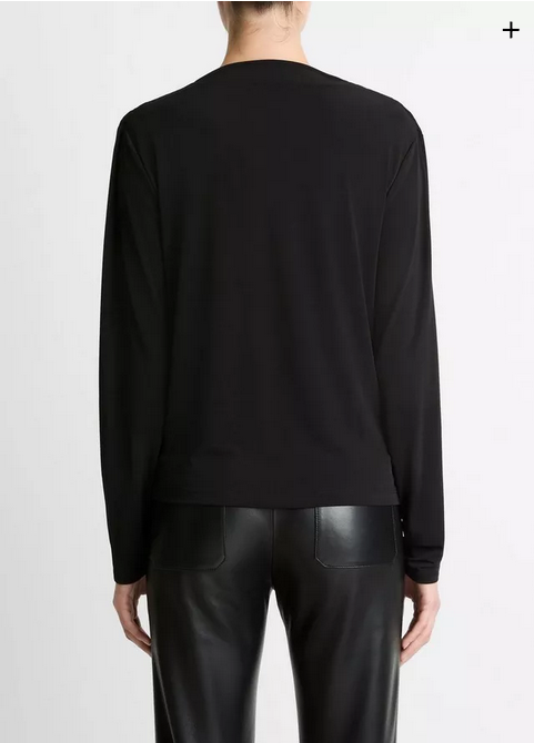 VINCE Matte Jersey Cowl-Neck Top - Black