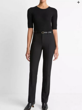 VINCE Cotton-Blend Slim Cigarette Pant - Black