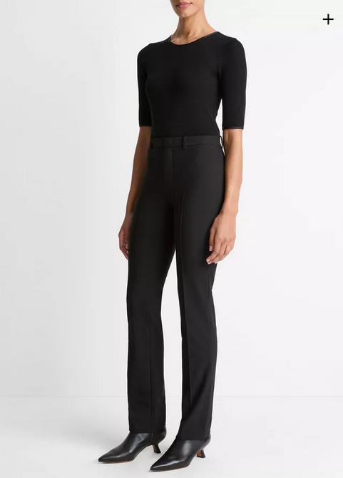VINCE Cotton-Blend Slim Cigarette Pant - Black