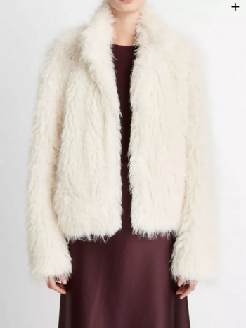 VINCE Shaggy Faux- Fur Jacket - Light Cream