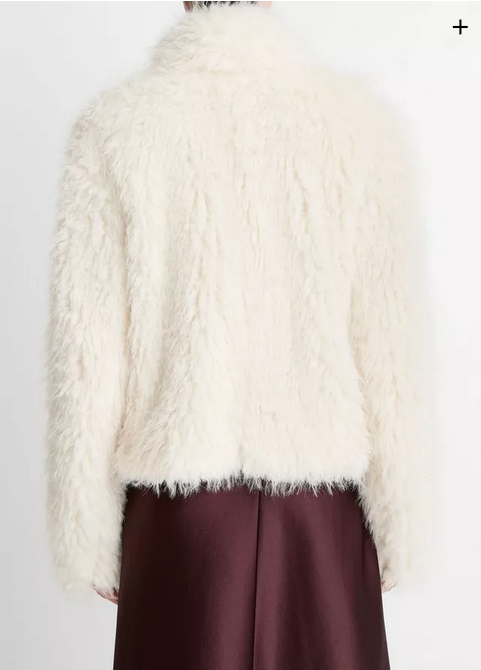 VINCE Shaggy Faux- Fur Jacket - Light Cream