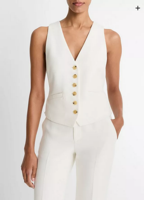VINCE Sculptural Fitted Vest - Off White