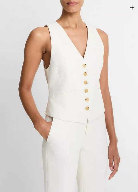 VINCE Sculptural Fitted Vest - Off White
