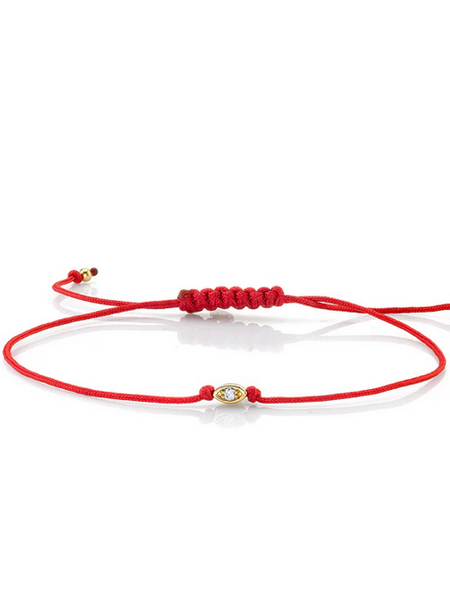 SYDNEY EVAN Red Cord Tiny Marquis Eye Bracelet