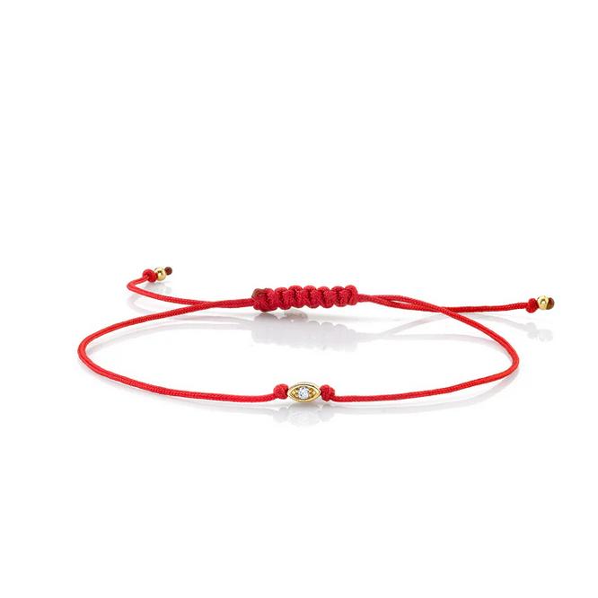 SYDNEY EVAN Red Cord Tiny Marquis Eye Bracelet