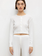 LESET Pointelle Crop Cardigan - White