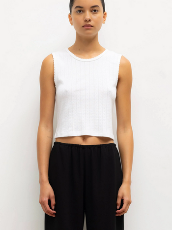 LESET Pointelle Sleeveless Crew -  White