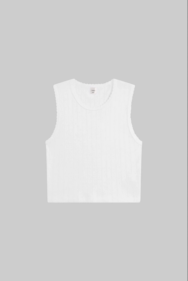 LESET Pointelle Sleeveless Crew -  White