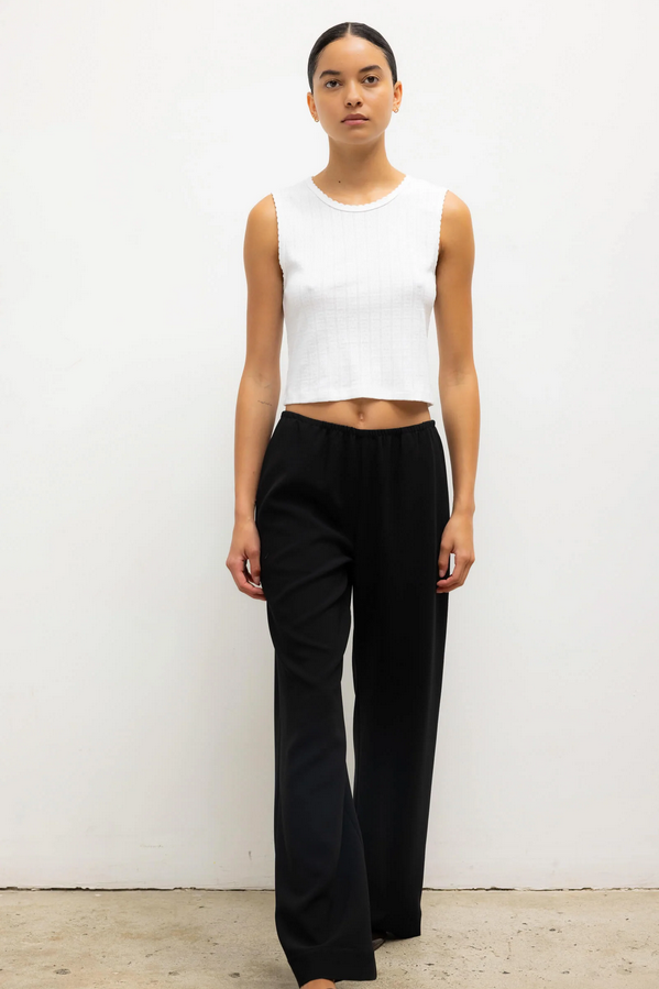 LESET Pointelle Sleeveless Crew -  White