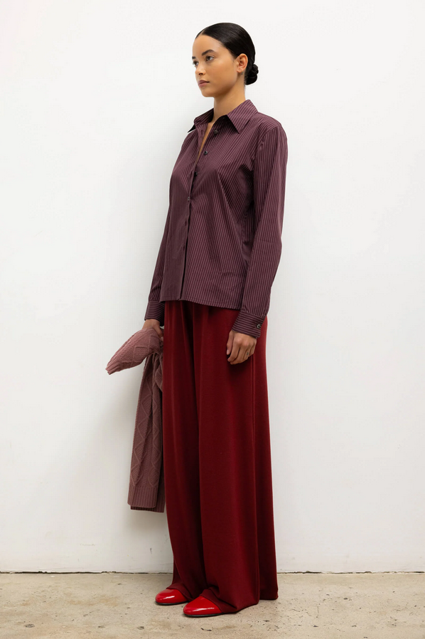 LESET Yoshi Stripe Slim Fit Button Down - Bordeaux Rose Stripe