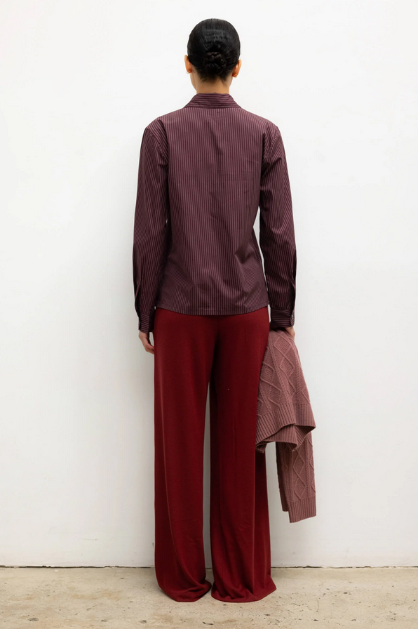 LESET Yoshi Stripe Slim Fit Button Down - Bordeaux Rose Stripe