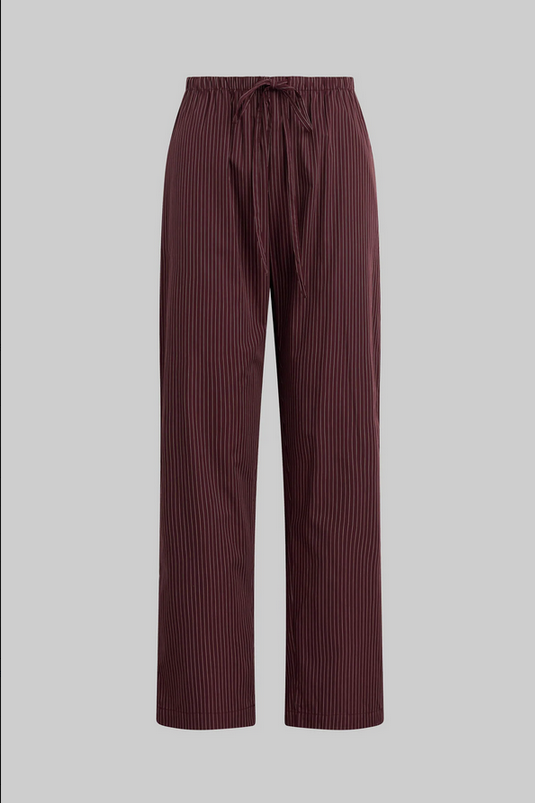 LESET Yoshi Stripe Classic Tie Pant -  Bordeaux Rose Stripe