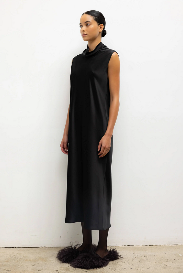 LESET Barb Mock Neck Sleeveless Dress - Black