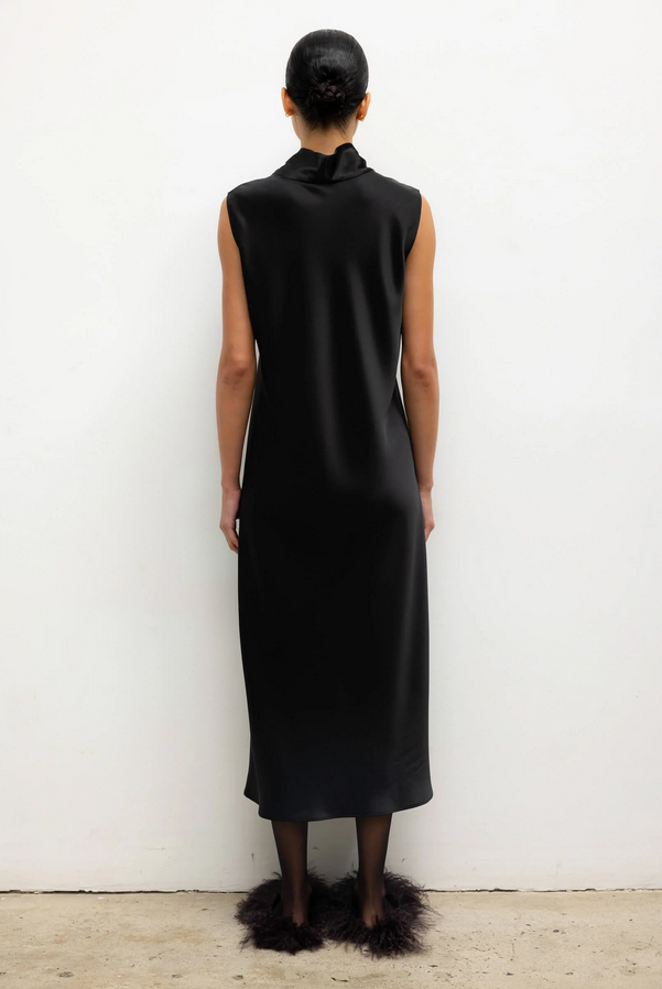 LESET Barb Mock Neck Sleeveless Dress - Black