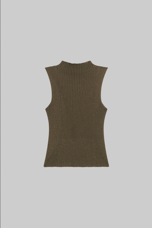 LESET Blake Rib Sleeveless Turtleneck -  Moss