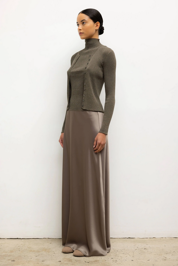 LESET Blake Rib Crew Cardigan -  Moss