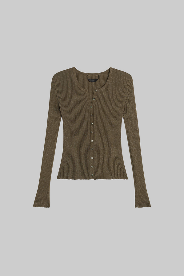 LESET Blake Rib Crew Cardigan -  Moss