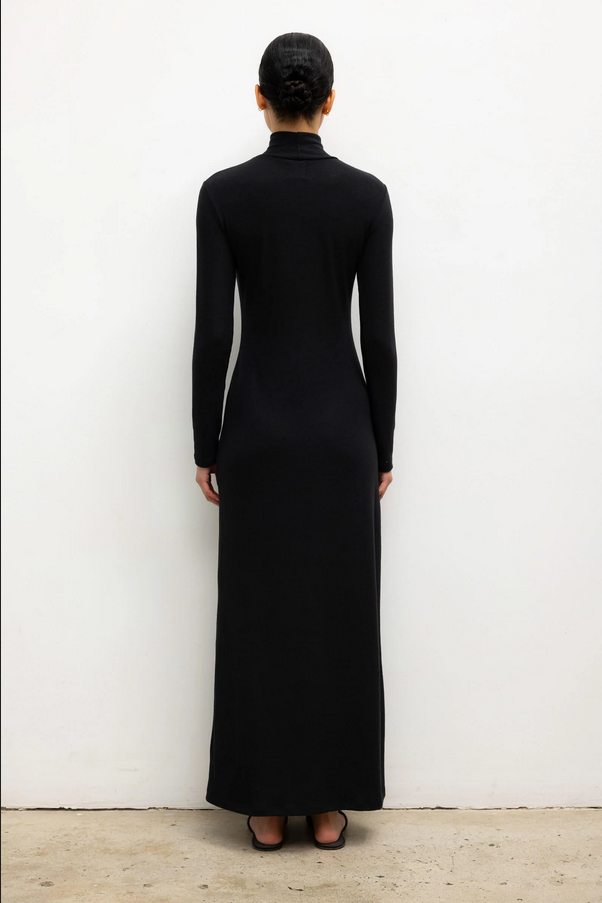 LESET Lauren Turtleneck Maxi Dress -  Black