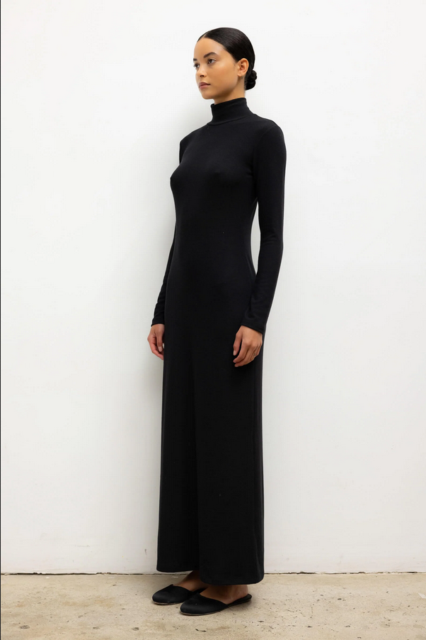 LESET Lauren Turtleneck Maxi Dress -  Black