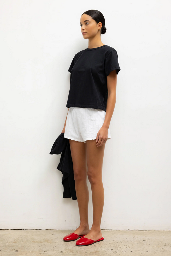 LESET Pointelle Mini Short -  White