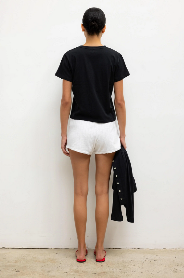 LESET Pointelle Mini Short -  White