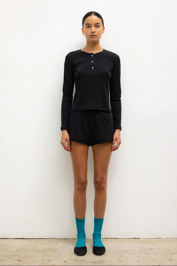 LESET Pointelle Mini Short -  Black