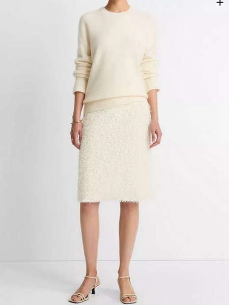 VINCE Feathery Fringe Knee Skirt