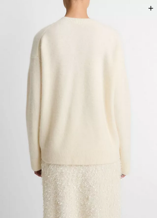 VINCE Plush Cashmere Crew Neck Sweater - Off White