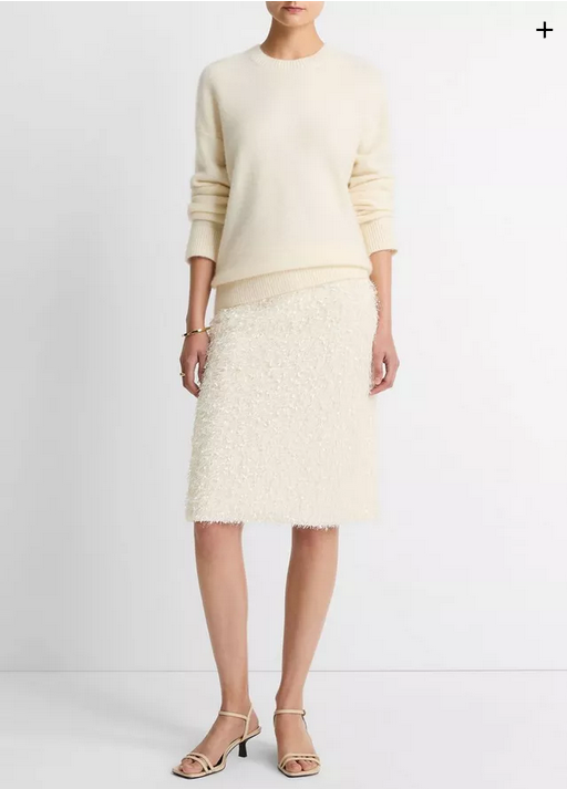 VINCE Plush Cashmere Crew Neck Sweater - Off White