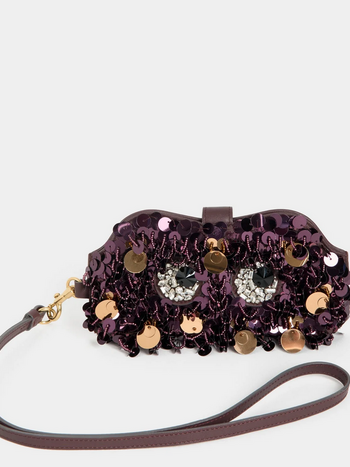 ANYA HINDMARCH Embellished Eyes Sunglasses Pouch - Satin Claret