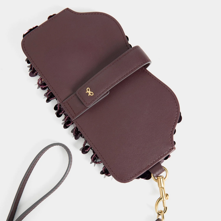 ANYA HINDMARCH Embellished Eyes Sunglasses Pouch - Satin Claret