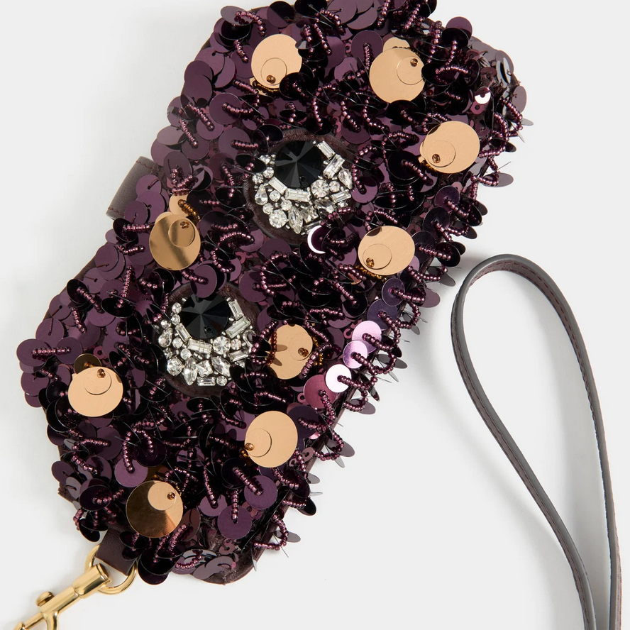 ANYA HINDMARCH Embellished Eyes Sunglasses Pouch - Satin Claret