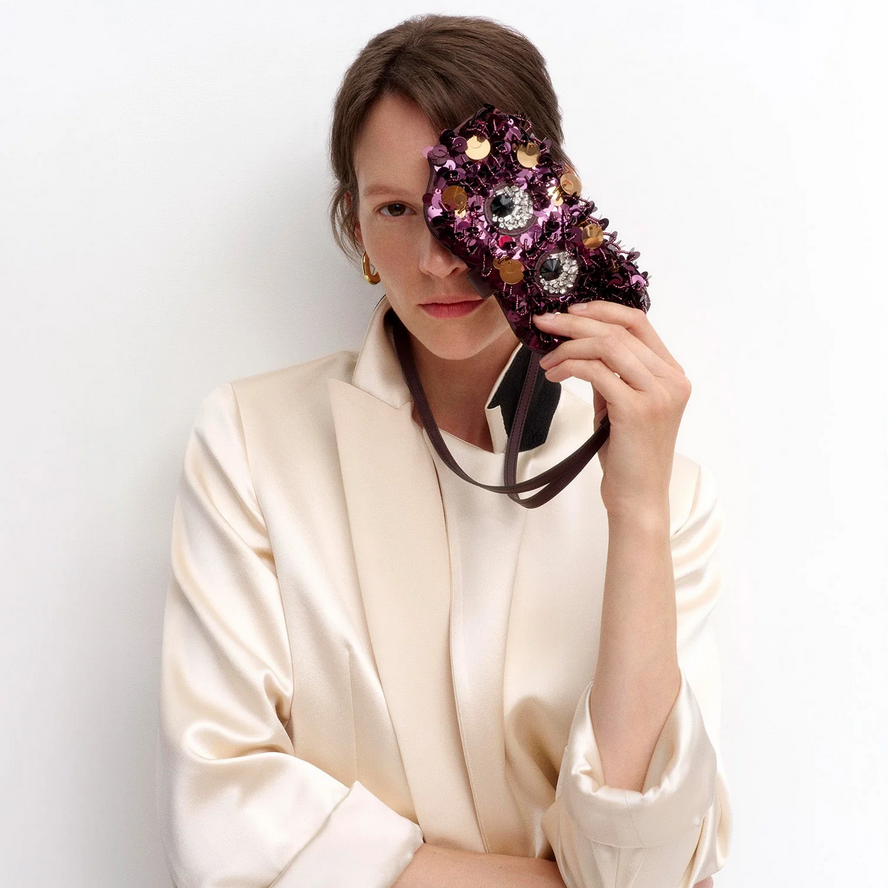 ANYA HINDMARCH Embellished Eyes Sunglasses Pouch - Satin Claret