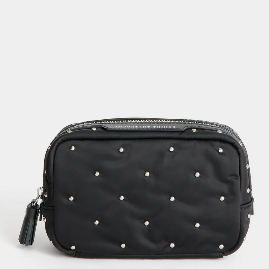 ANYA HINDMARCH Studs Important Things Pouch - Black Satin