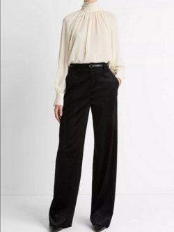 VINCE Italian Velvet High-Waist Wide-Leg Trouser
