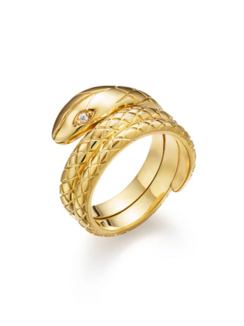 TEMPLE ST CLAIR 18K Diamond Eye Double Serpent Ring - Size 6.5