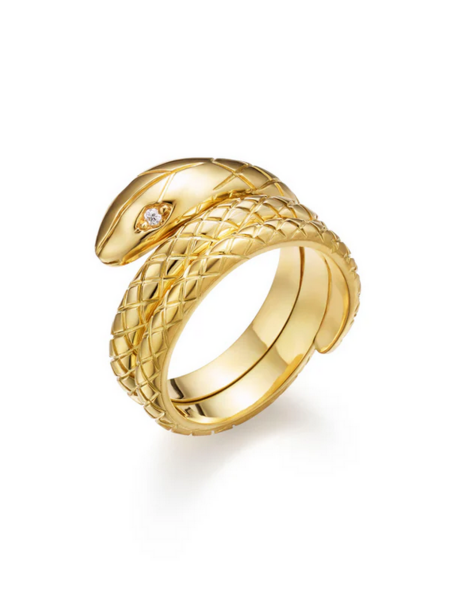 TEMPLE ST CLAIR 18K Diamond Eye Double Serpent Ring - Size 6.5