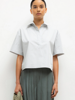 LESET Yoshi Stripe Short Sleeve Polo - Dove Forest Stripe