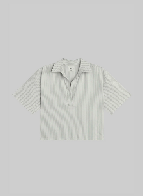 LESET Yoshi Stripe Short Sleeve Polo - Dove Forest Stripe