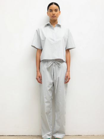 LESET Yoshi Stripe Classic Tie Pant - Dove Forest Stripe