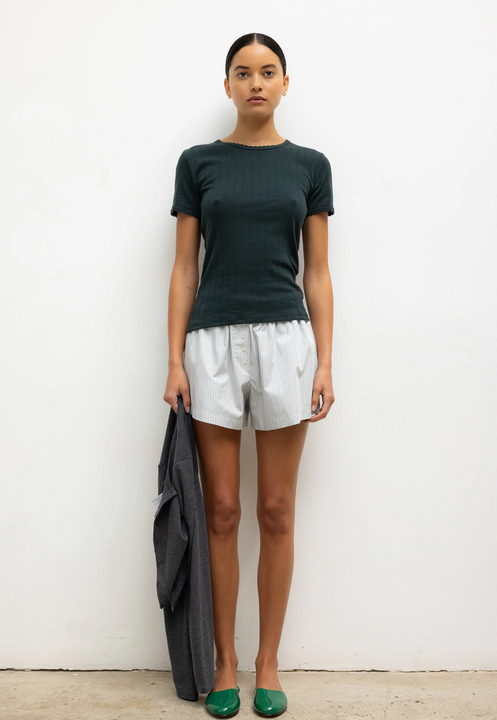 LESET Yoshi Stripe Boxer Short - Dove Forest Stripe