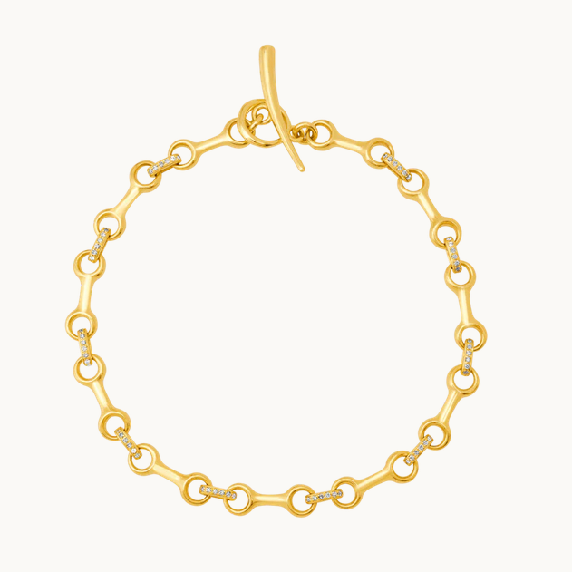 GABRIELA ARTIGAS 14K Mini Double Beam Chain Bracelet with Pavé Connectors
