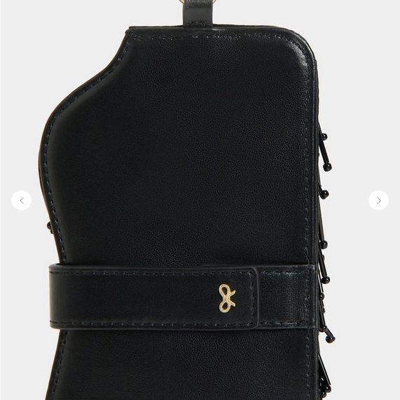 ANYA HINDMARCH Embellished Eyes Sunglasses Pouch - Black Satin & Leather