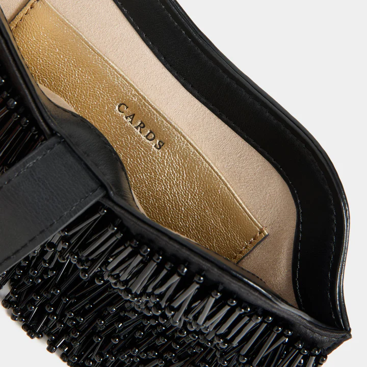 ANYA HINDMARCH Embellished Eyes Sunglasses Pouch - Black Satin & Leather