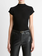 VINCE Wool Raglan Cap-Sleeve Mock-Neck Top - Black