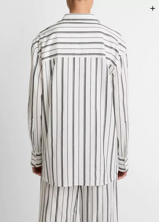 VINCE Resort Stripe Oversized Button Front Shirt -
