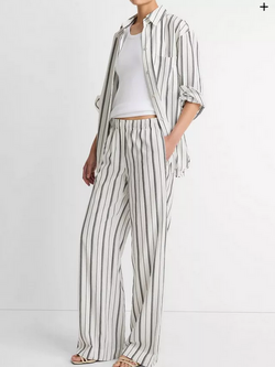 VINCE Resort Stripe Pull-On Pant - Black & White